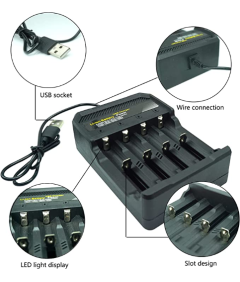 Chargeur de batterie 18650 Charge rapide 4 baies