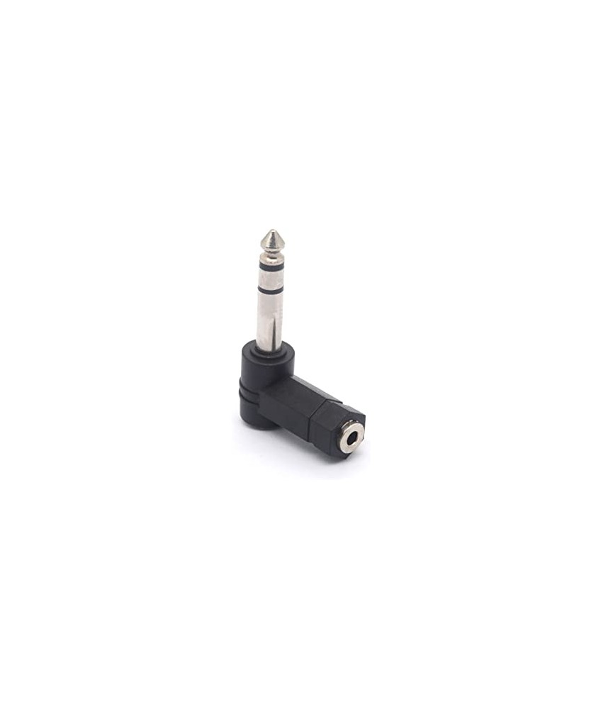 Adaptateur Audio Coudé 3.5mm Vers 6.35mm - Angle Droit, Connexion Stéréo