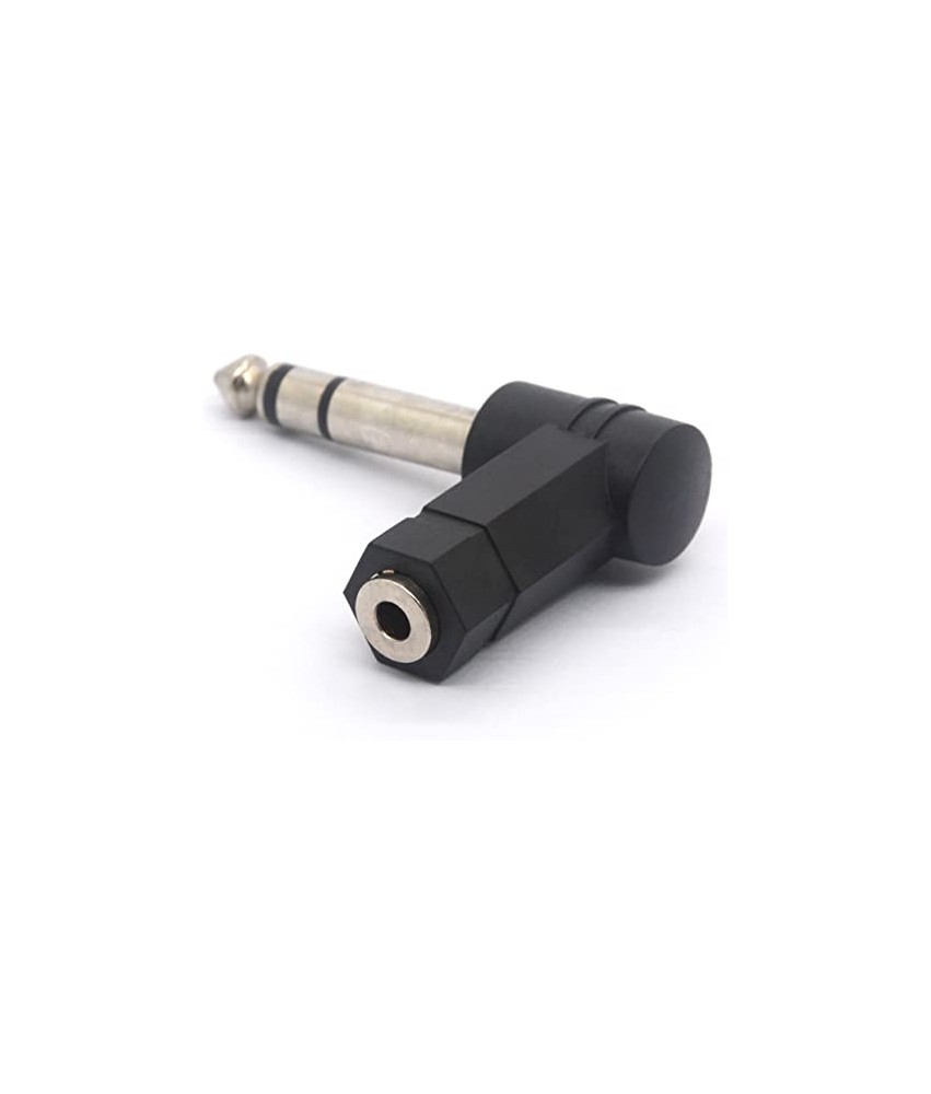 Lot De 2 Adaptateurs Jack 6,35 Mm Femelle Vers 3,5 Mm Mâle Coudé 90° – Stéréo, Plaqué Or, Anti-Tension Câble